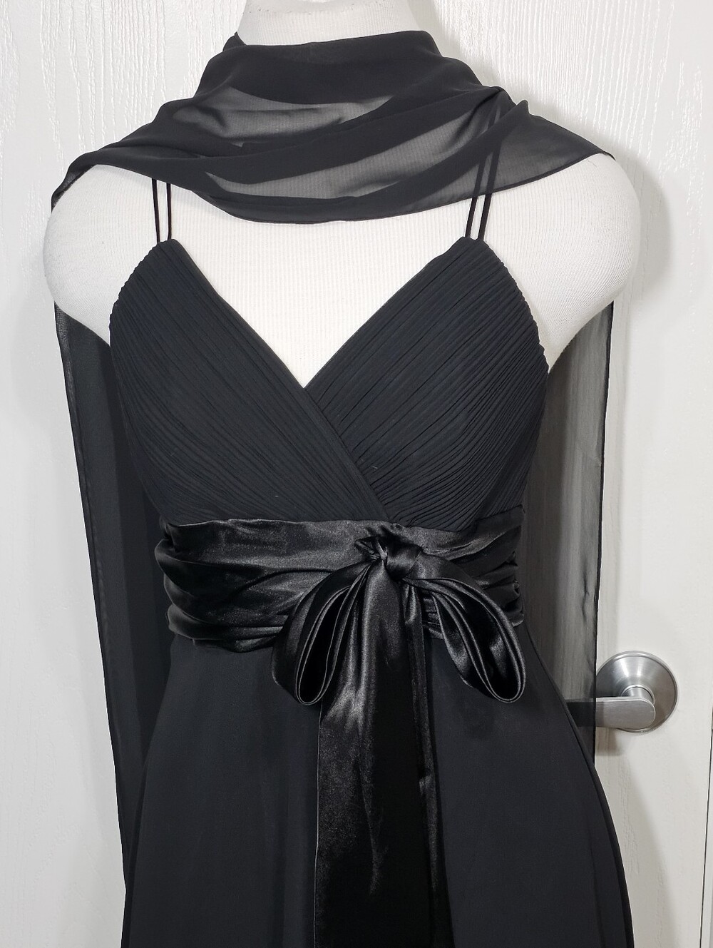 Y2K Black Chiffon Formal Evening Dress Size M